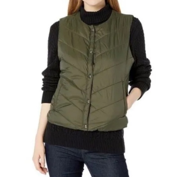 Sam Edelman Lightweight Puffer Vest Olive Green Cabincore Women’s Medium - Picture 3 of 11
